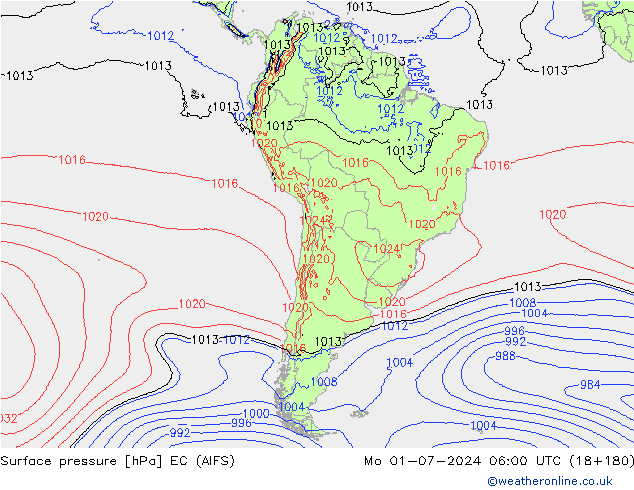 Surface pressure EC (AIFS) Mo 01.07.2024 06 UTC