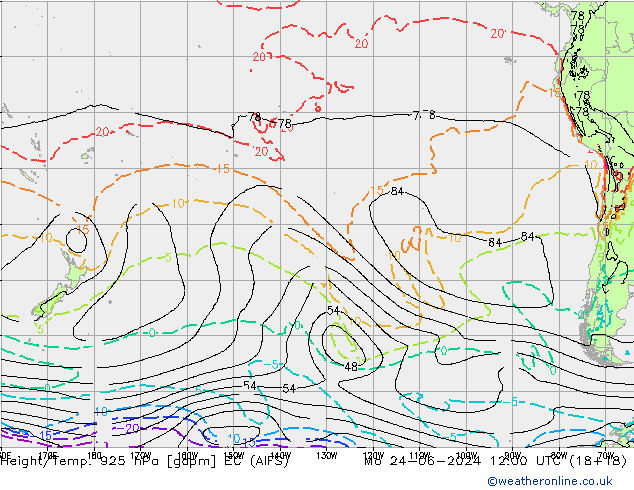 Height/Temp. 925 hPa EC (AIFS) lun 24.06.2024 12 UTC