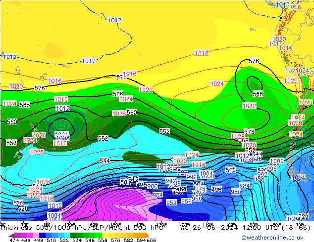 Thck 500-1000hPa EC (AIFS) We 26.06.2024 12 UTC