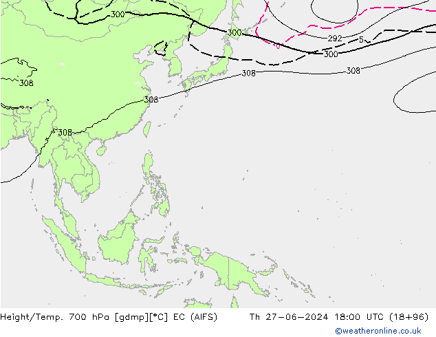 Height/Temp. 700 hPa EC (AIFS) Th 27.06.2024 18 UTC