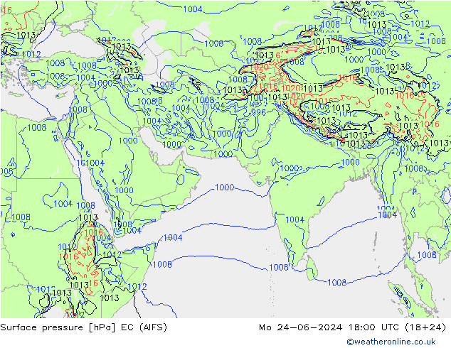 ciśnienie EC (AIFS) pon. 24.06.2024 18 UTC