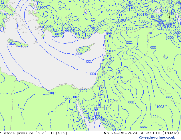 Atmosférický tlak EC (AIFS) Po 24.06.2024 00 UTC