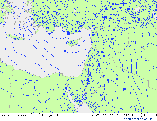 Surface pressure EC (AIFS) Su 30.06.2024 18 UTC