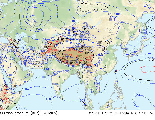 Luchtdruk (Grond) EC (AIFS) ma 24.06.2024 18 UTC