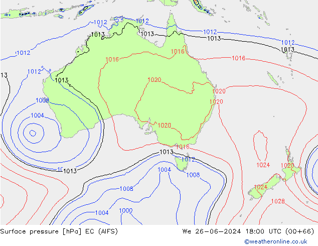 Presión superficial EC (AIFS) mié 26.06.2024 18 UTC