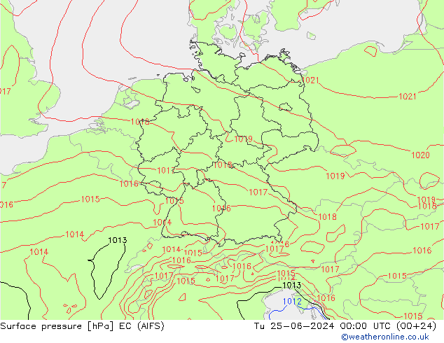 地面气压 EC (AIFS) 星期二 25.06.2024 00 UTC