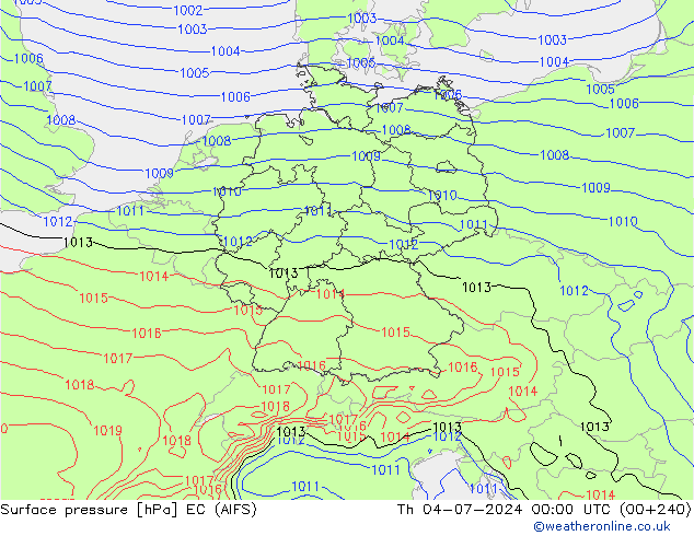 Surface pressure EC (AIFS) Th 04.07.2024 00 UTC