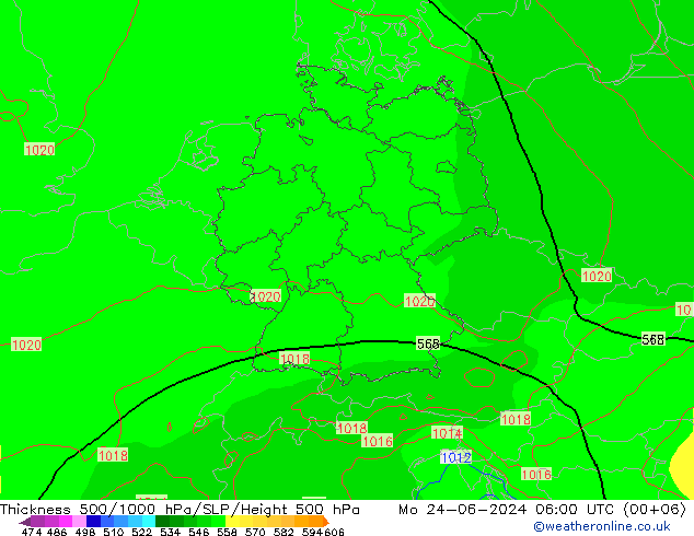 Schichtdicke 500-1000 hPa EC (AIFS) Mo 24.06.2024 06 UTC