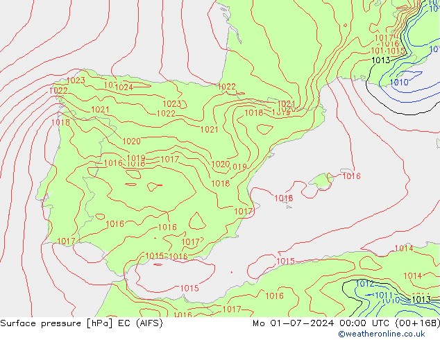 Surface pressure EC (AIFS) Mo 01.07.2024 00 UTC