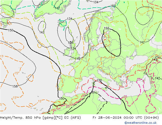 Height/Temp. 850 hPa EC (AIFS) Fr 28.06.2024 00 UTC