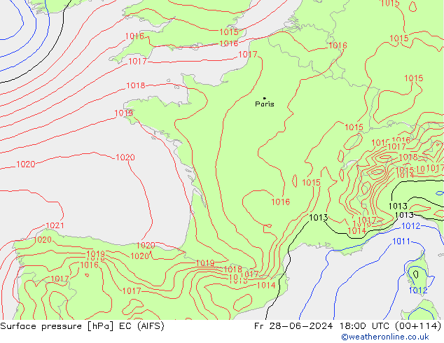 приземное давление EC (AIFS) пт 28.06.2024 18 UTC