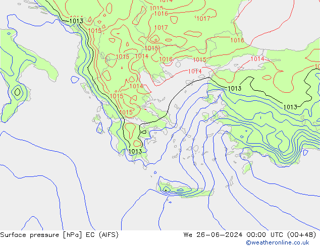 Pressione al suolo EC (AIFS) mer 26.06.2024 00 UTC