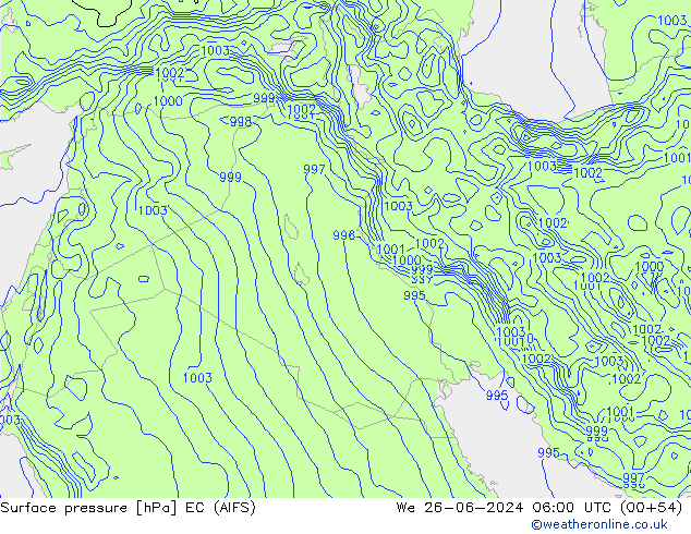 Surface pressure EC (AIFS) We 26.06.2024 06 UTC