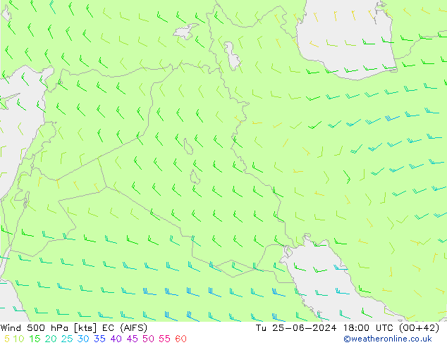 Wind 500 hPa EC (AIFS) di 25.06.2024 18 UTC