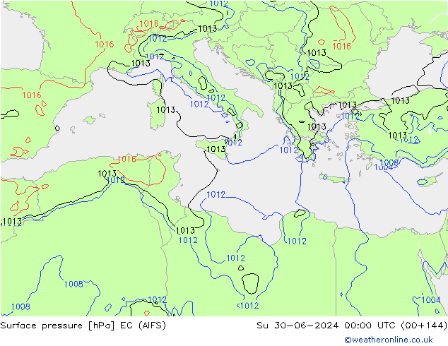 Pressione al suolo EC (AIFS) dom 30.06.2024 00 UTC