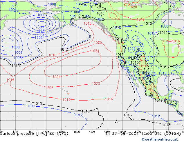 Atmosférický tlak EC (AIFS) Čt 27.06.2024 12 UTC