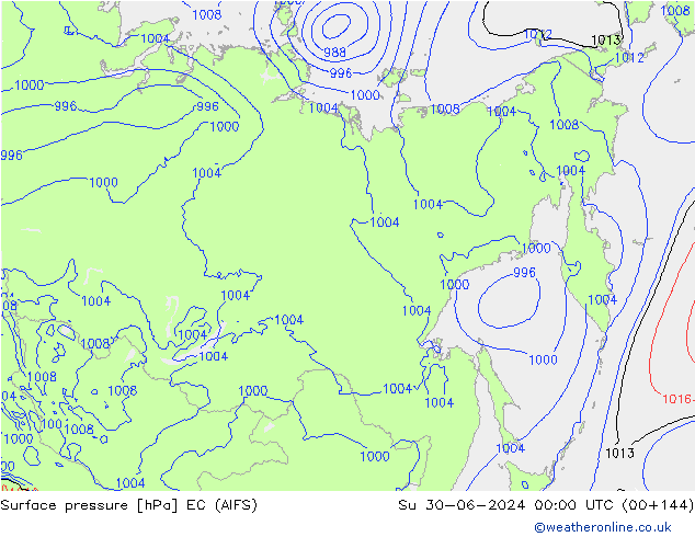 Pressione al suolo EC (AIFS) dom 30.06.2024 00 UTC