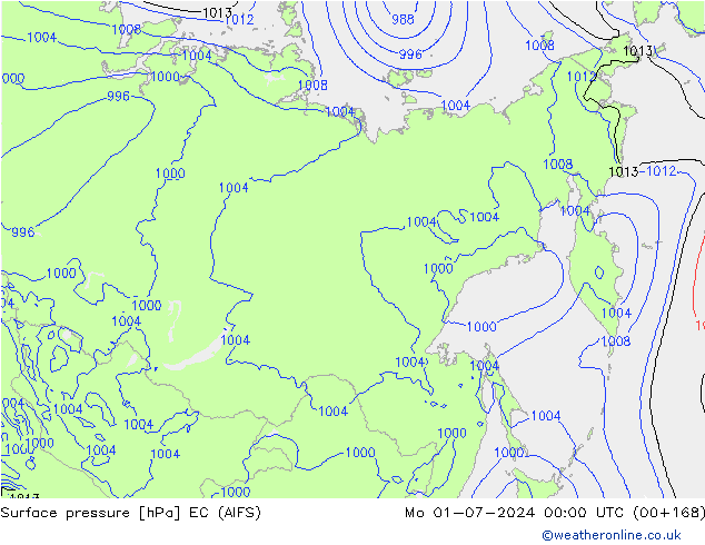 Surface pressure EC (AIFS) Mo 01.07.2024 00 UTC