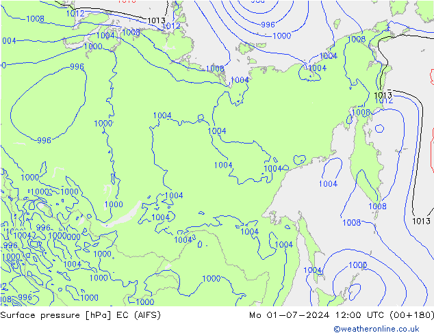 ciśnienie EC (AIFS) pon. 01.07.2024 12 UTC