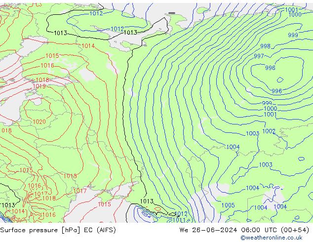 Presión superficial EC (AIFS) mié 26.06.2024 06 UTC