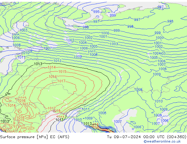 pression de l'air EC (AIFS) mar 09.07.2024 00 UTC