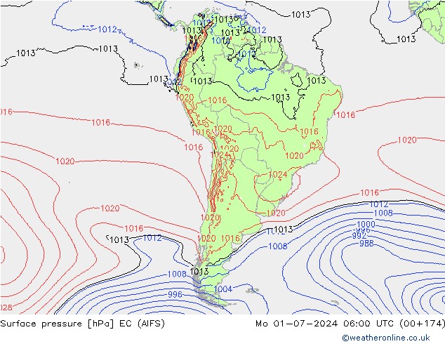 Atmosférický tlak EC (AIFS) Po 01.07.2024 06 UTC
