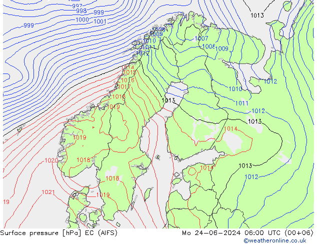 pression de l'air EC (AIFS) lun 24.06.2024 06 UTC