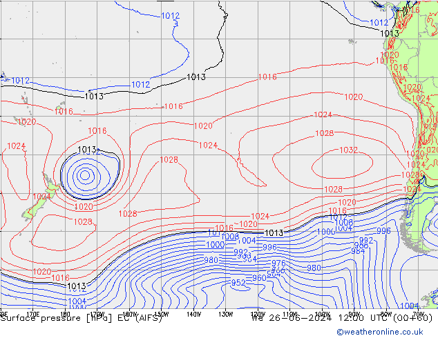 pression de l'air EC (AIFS) mer 26.06.2024 12 UTC