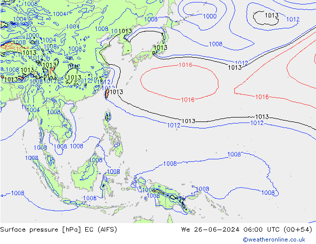 Surface pressure EC (AIFS) We 26.06.2024 06 UTC