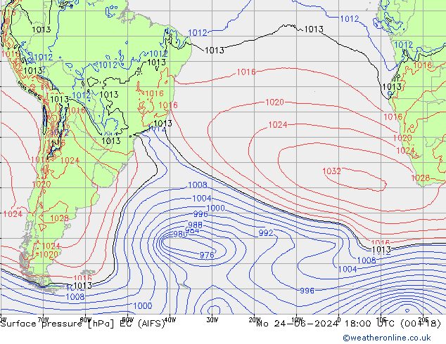 ciśnienie EC (AIFS) pon. 24.06.2024 18 UTC