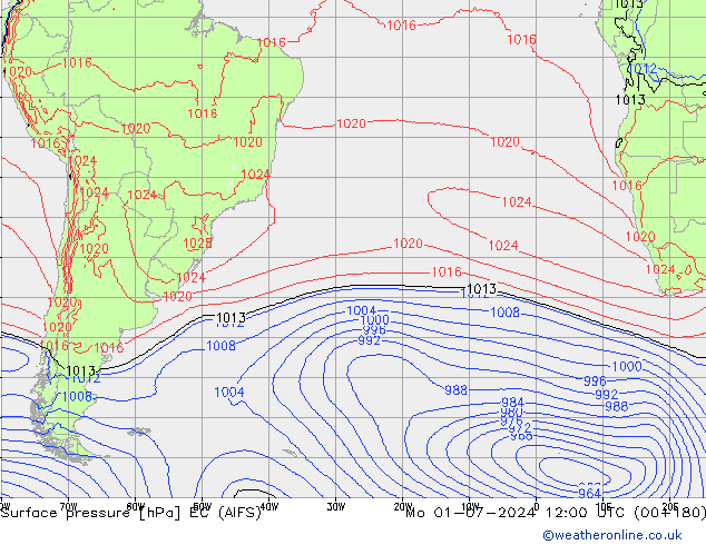 ciśnienie EC (AIFS) pon. 01.07.2024 12 UTC