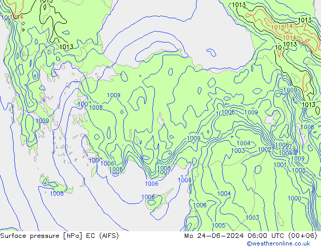 Yer basıncı EC (AIFS) Pzt 24.06.2024 06 UTC