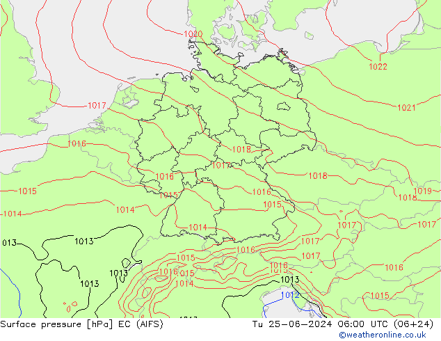 地面气压 EC (AIFS) 星期二 25.06.2024 06 UTC