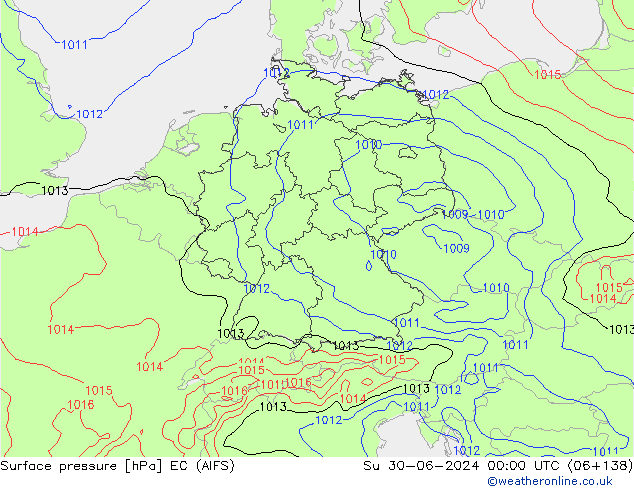 pressão do solo EC (AIFS) Dom 30.06.2024 00 UTC