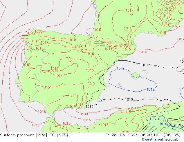 Luchtdruk (Grond) EC (AIFS) vr 28.06.2024 06 UTC