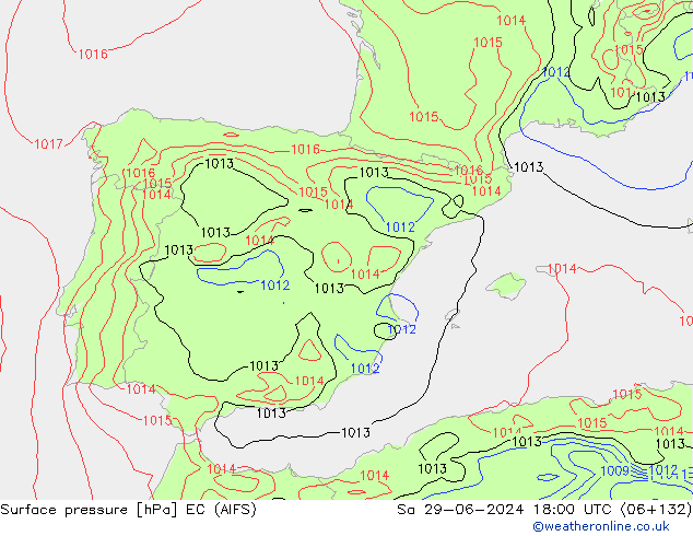 приземное давление EC (AIFS) сб 29.06.2024 18 UTC