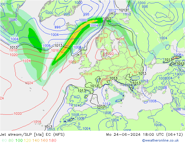 Polarjet/Bodendruck EC (AIFS) Mo 24.06.2024 18 UTC