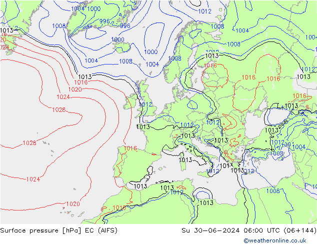 ciśnienie EC (AIFS) nie. 30.06.2024 06 UTC