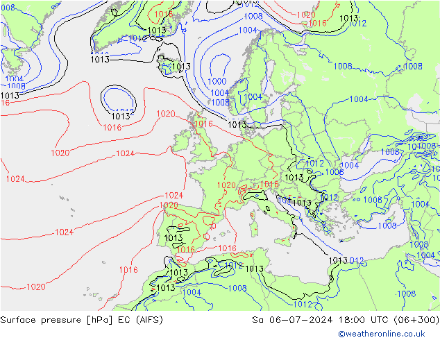 Surface pressure EC (AIFS) Sa 06.07.2024 18 UTC