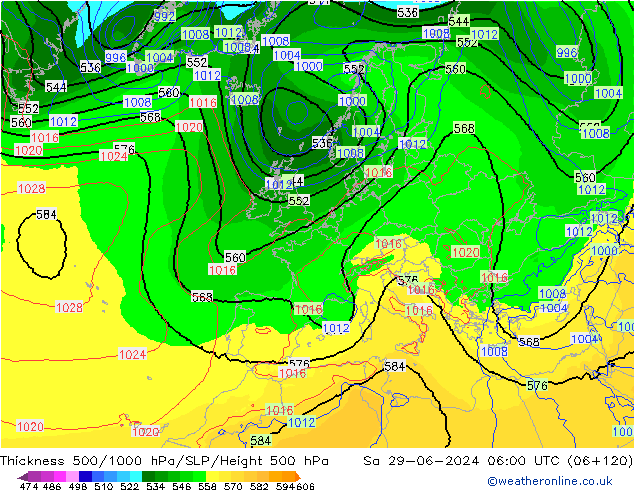 Thck 500-1000hPa EC (AIFS) sam 29.06.2024 06 UTC