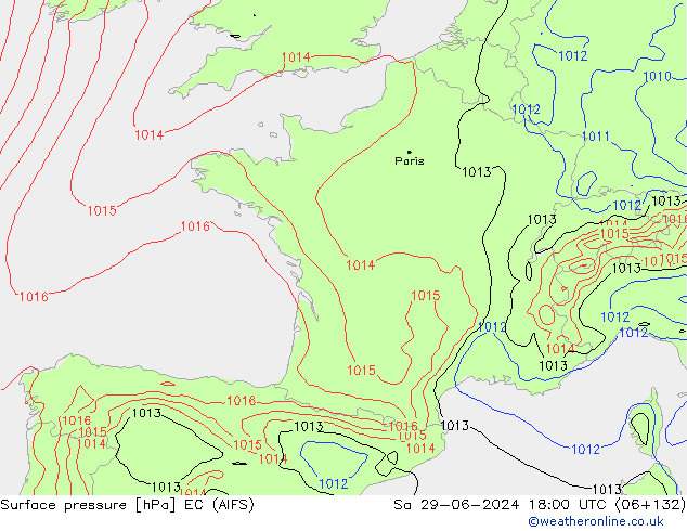приземное давление EC (AIFS) сб 29.06.2024 18 UTC