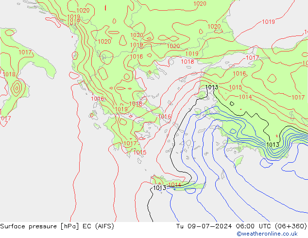 pressão do solo EC (AIFS) Ter 09.07.2024 06 UTC