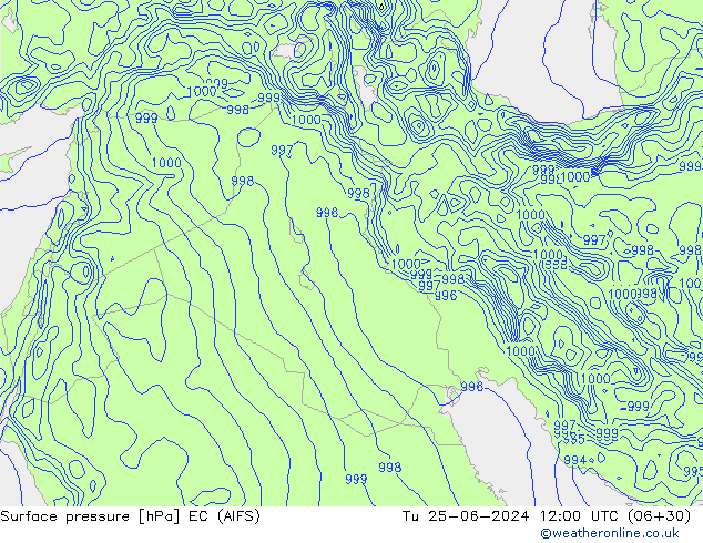 Surface pressure EC (AIFS) Tu 25.06.2024 12 UTC