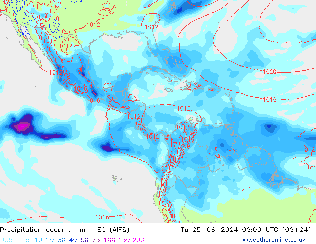 Precipitation accum. EC (AIFS) wto. 25.06.2024 06 UTC