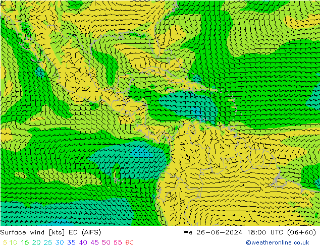 Rüzgar 10 m EC (AIFS) Çar 26.06.2024 18 UTC