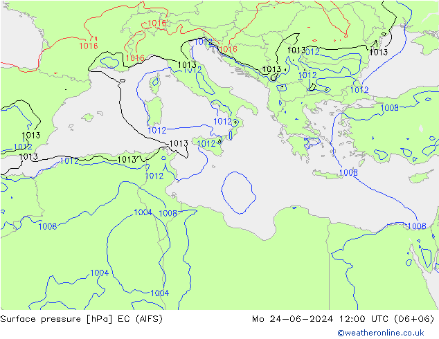 Surface pressure EC (AIFS) Mo 24.06.2024 12 UTC