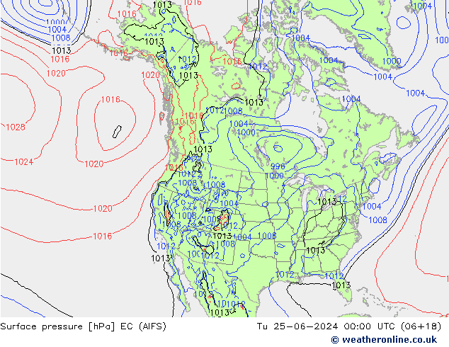 Surface pressure EC (AIFS) Tu 25.06.2024 00 UTC