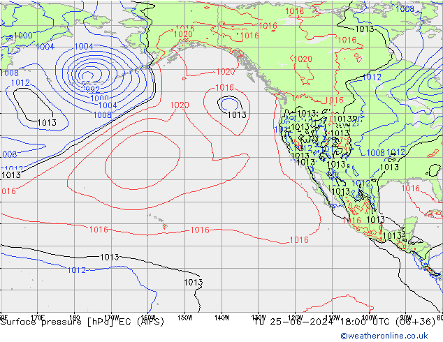 Atmosférický tlak EC (AIFS) Út 25.06.2024 18 UTC