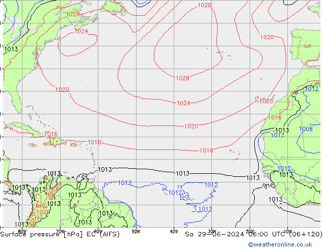 Surface pressure EC (AIFS) Sa 29.06.2024 06 UTC