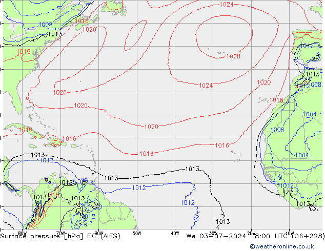 Surface pressure EC (AIFS) We 03.07.2024 18 UTC